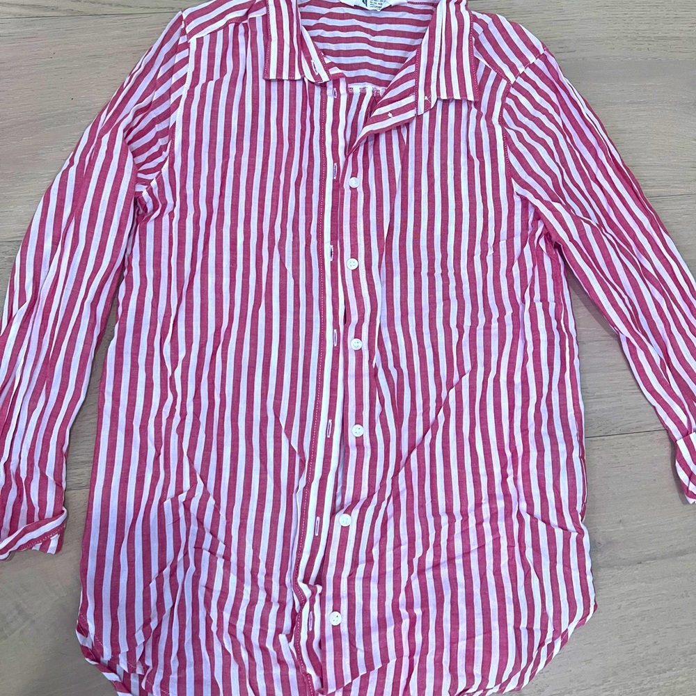 H&M coastal pink striped button down
